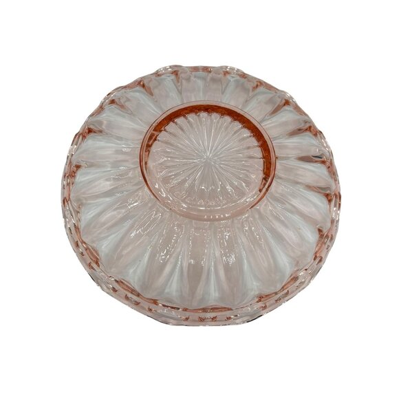 Vintage Pink Depression Glass Serving Ribbed Lace Bowl 12" - Picture 7 of 16
